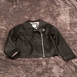 Oshkosh Girls Faux Leather Black Moto Style Jacket Size:10